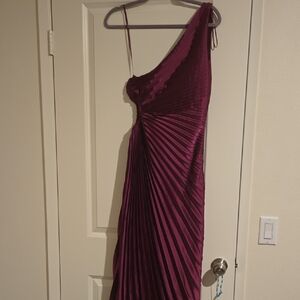 Vici Fuchsia One-Shoulder Pleated Evening Gown, Like New
